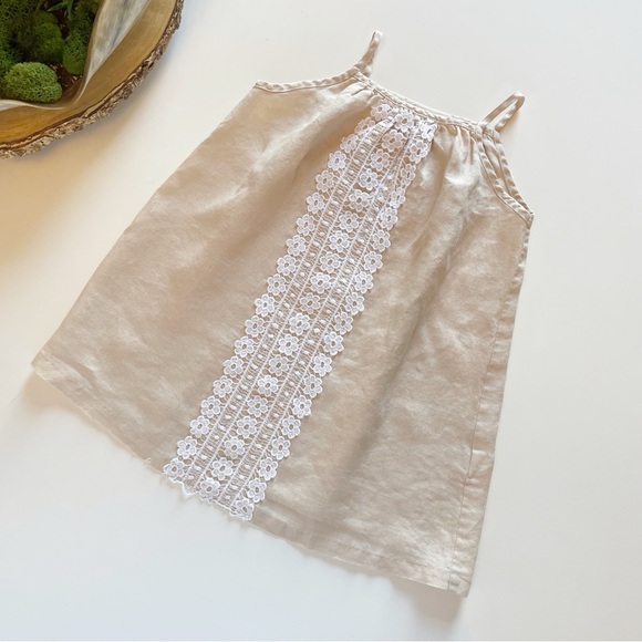 • Max & Dora 100% Linen Lace Front Dress - Made in the USA | Size 5 • - Picture 1 of 6